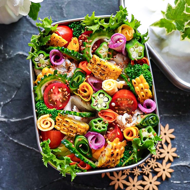 夏野菜満開冷やし中華のお弁当